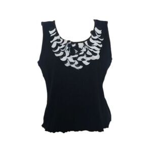 Ruby Rd Women's Black and white knit tank top Sleeveless‎ petite large